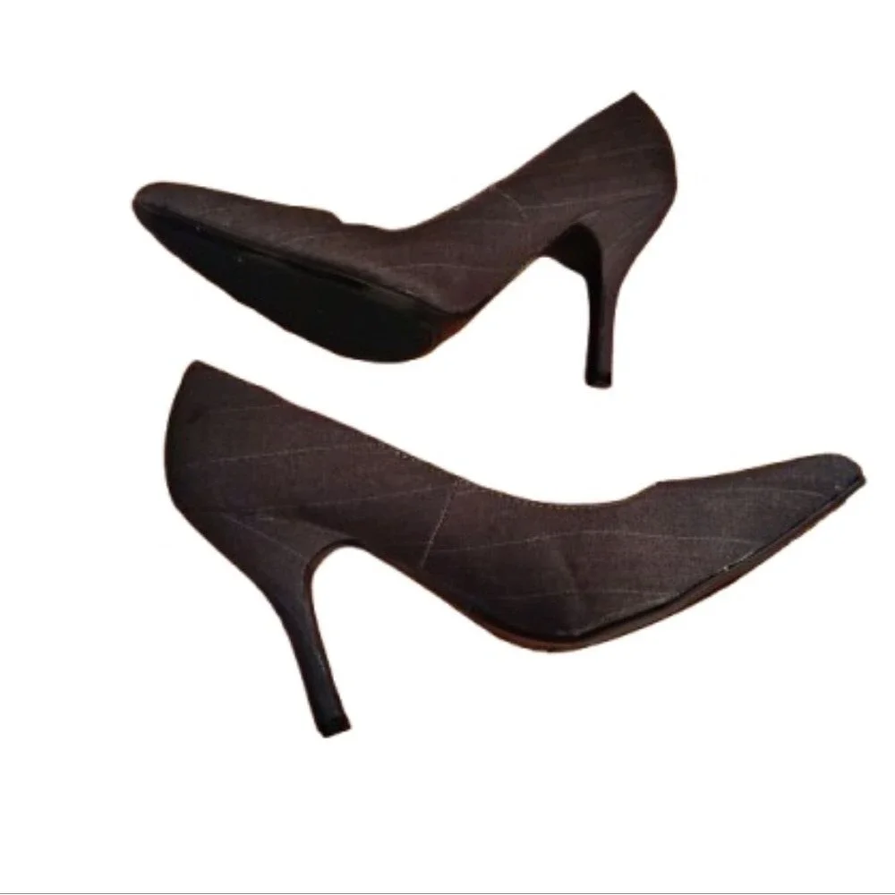 Rampage Gray Pinstripe Pointed Toe Heels Pumps Office Career Size 9 - Picture 4 of 9